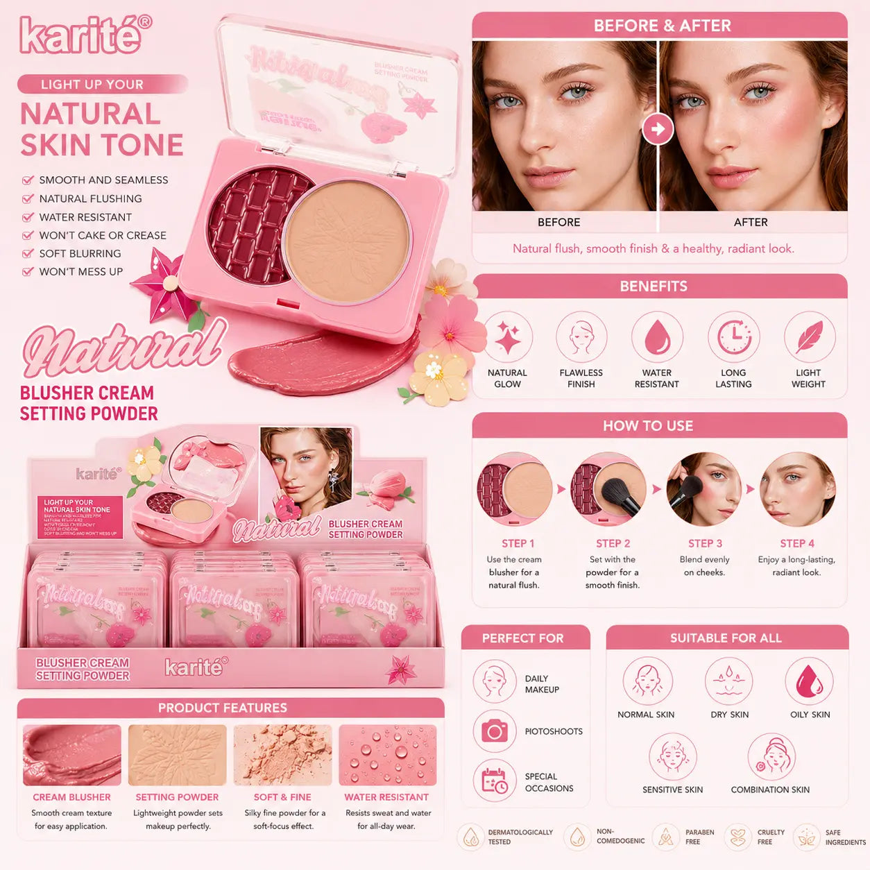 Natural Cream Blusher & Setting Powder Duo