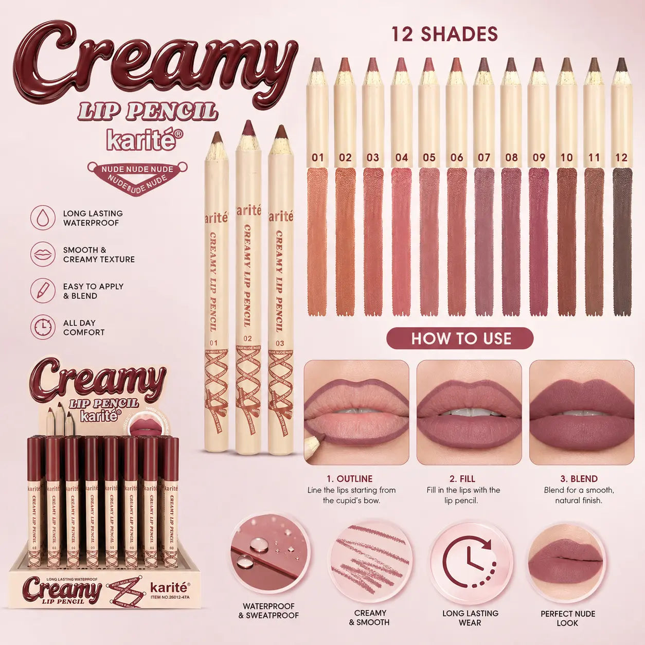 Creamy Lip Pencil Long Lasting Nude Lip Liner