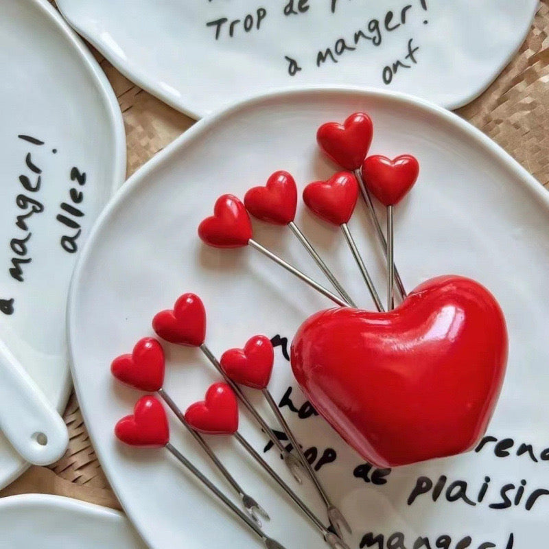 Heart Shaped Stainless Steel Fruit Fork Set Cute Dessert & Cake Utensils for Kids & Home Use Creative Mini Forks for Parties