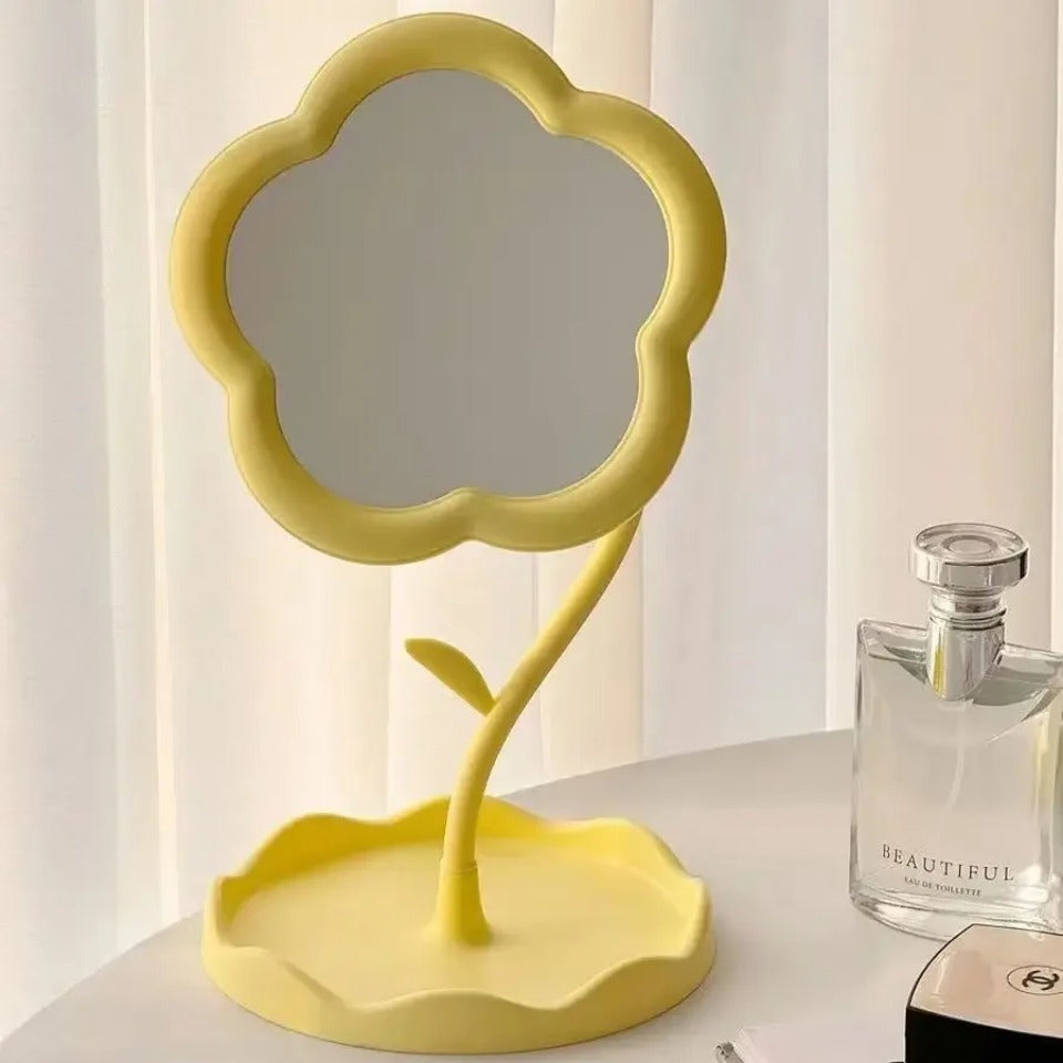 Cute Sunflower Mirror With Stand Tray