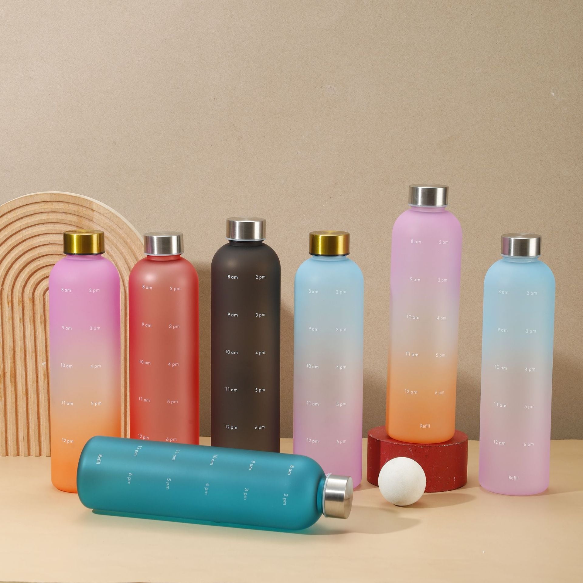 1000ML Gradient Plastic Water Bottle