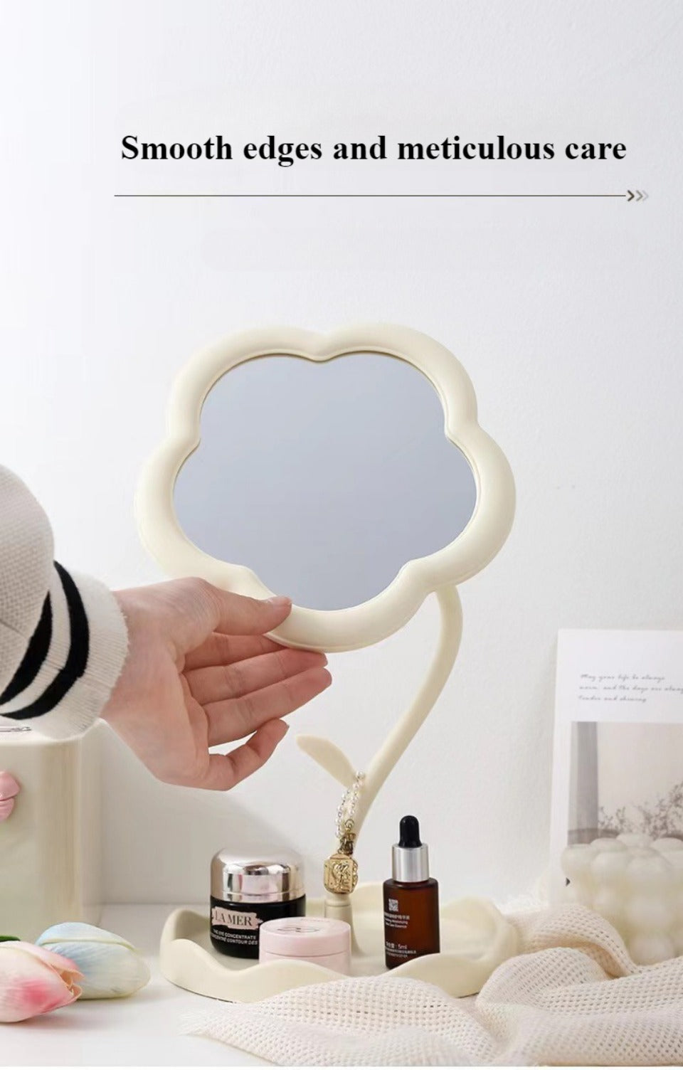 Cute Sunflower Mirror With Stand Tray