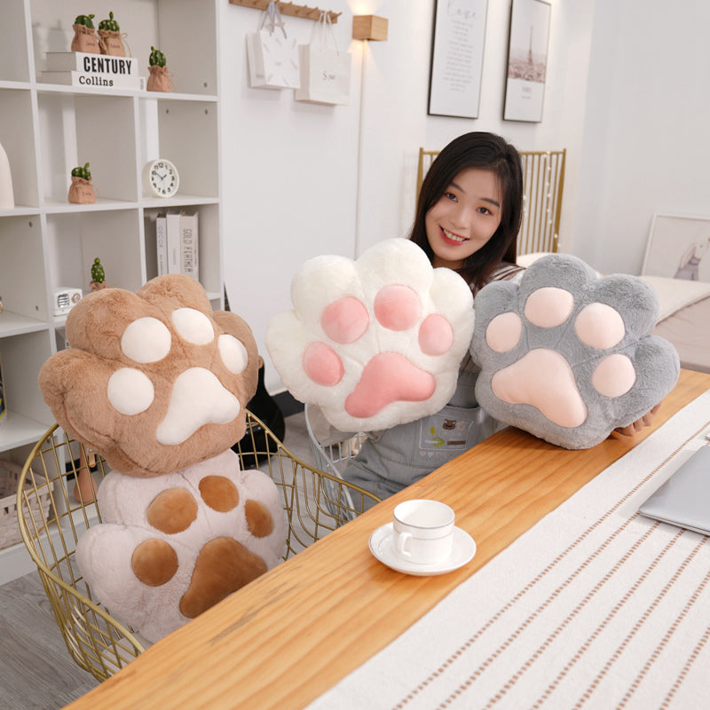 Cute Cat Paw Chair Pillow Cushion With Mini Blanket