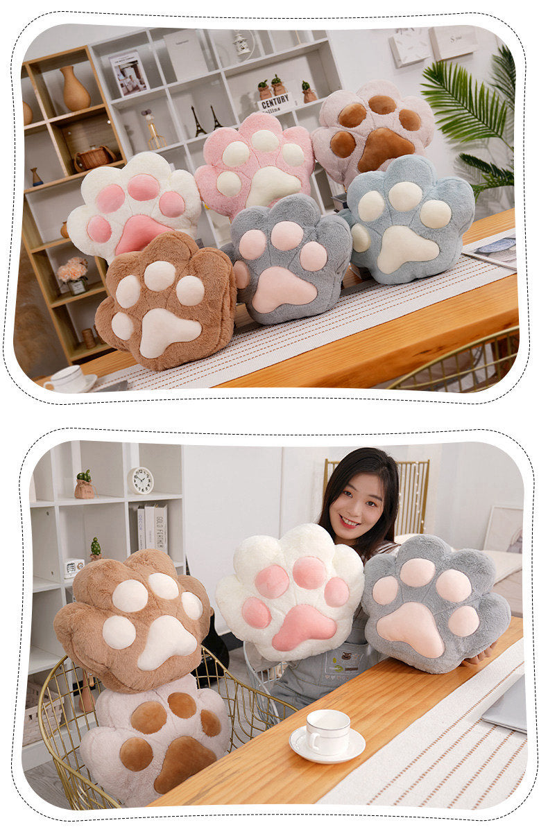 Cute Cat Paw Chair Pillow Cushion With Mini Blanket