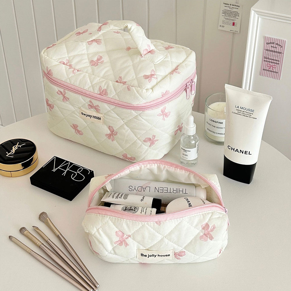 All Over Bow Printed Travel Cosmetic Travel Bag