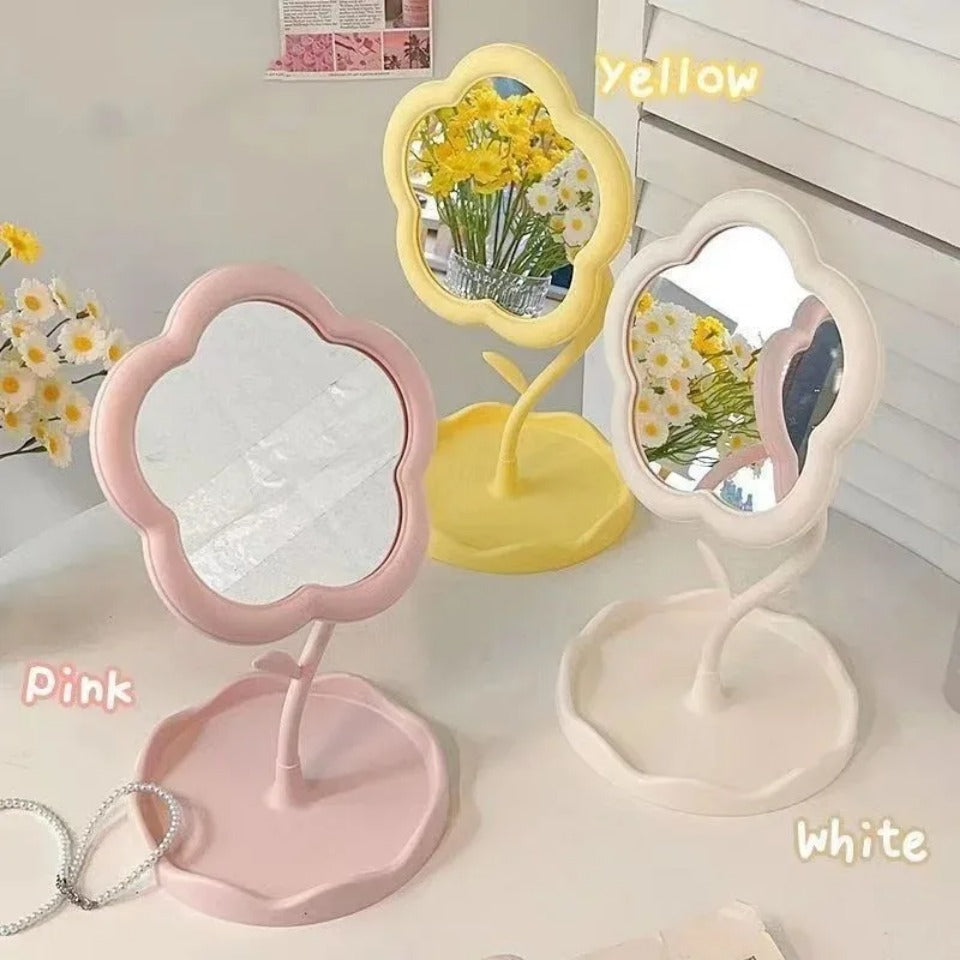 Cute Sunflower Mirror With Stand Tray