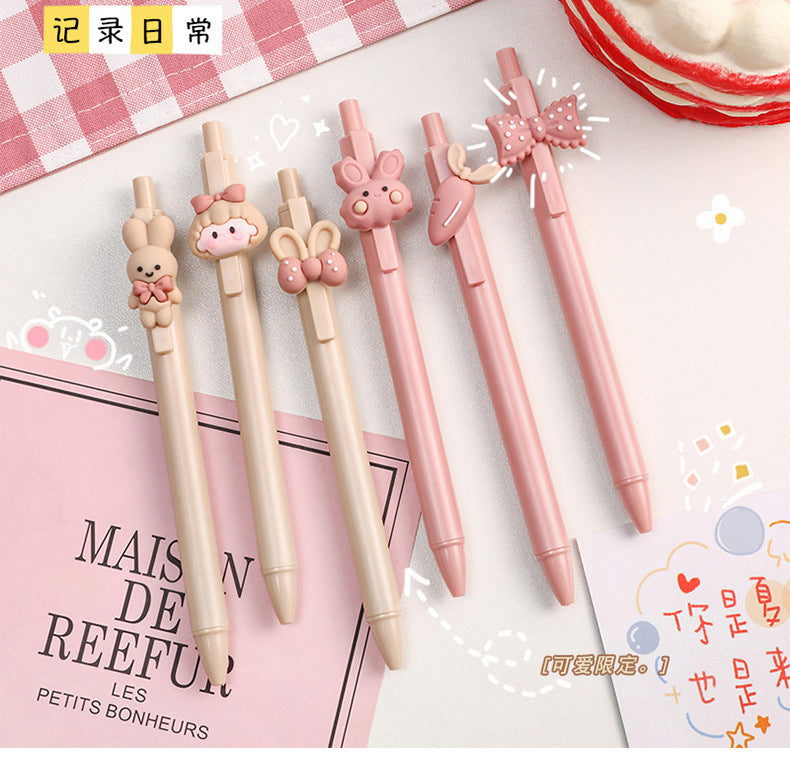 1 Piece Lytwtw's Cute Gel Pen Creative Bunny Girls Bowknot Press Office Gift School Supplies Stationery Kawaii Funny Pens