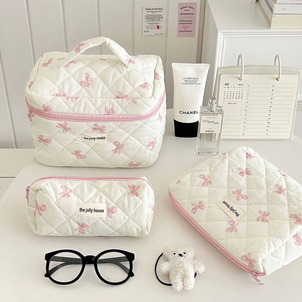 All Over Bow Printed Travel Cosmetic Travel Bag