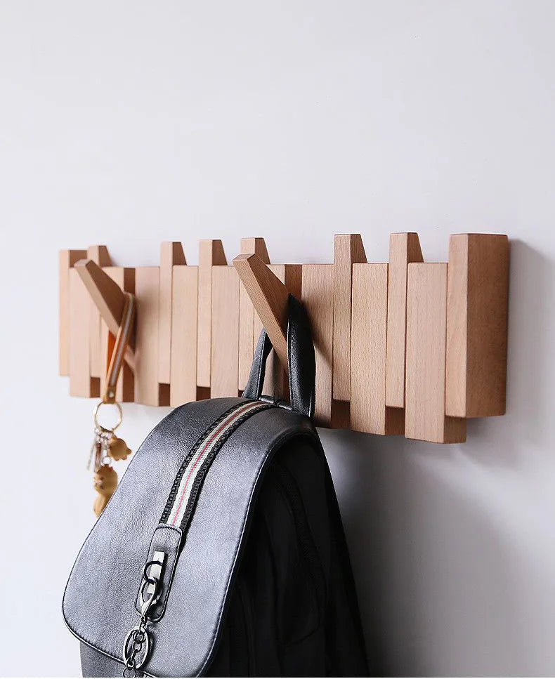 Wall Mounted Black Walnut Coat Rack Creative Hanging Hat Key Bags Holder Doorway Entrance Cloak Rack Home Decor Furniture