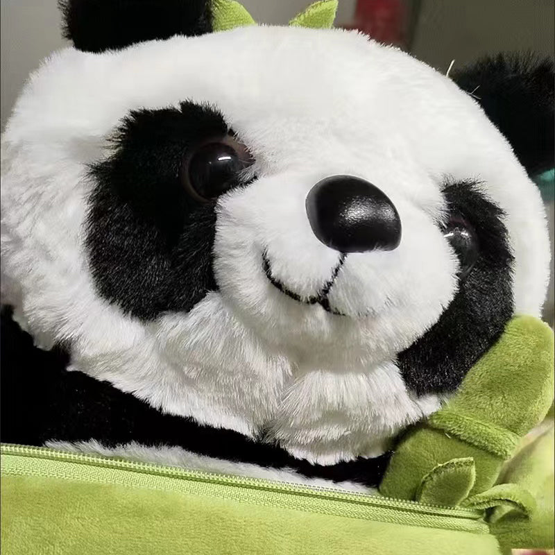 25CM Holding Bamboo Tube Panda Plush Stuffed Toy