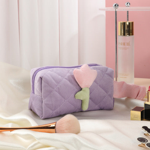 Tulip Flower Cosmetic Bag Large Capacity Travel Makeup Pouch for Women