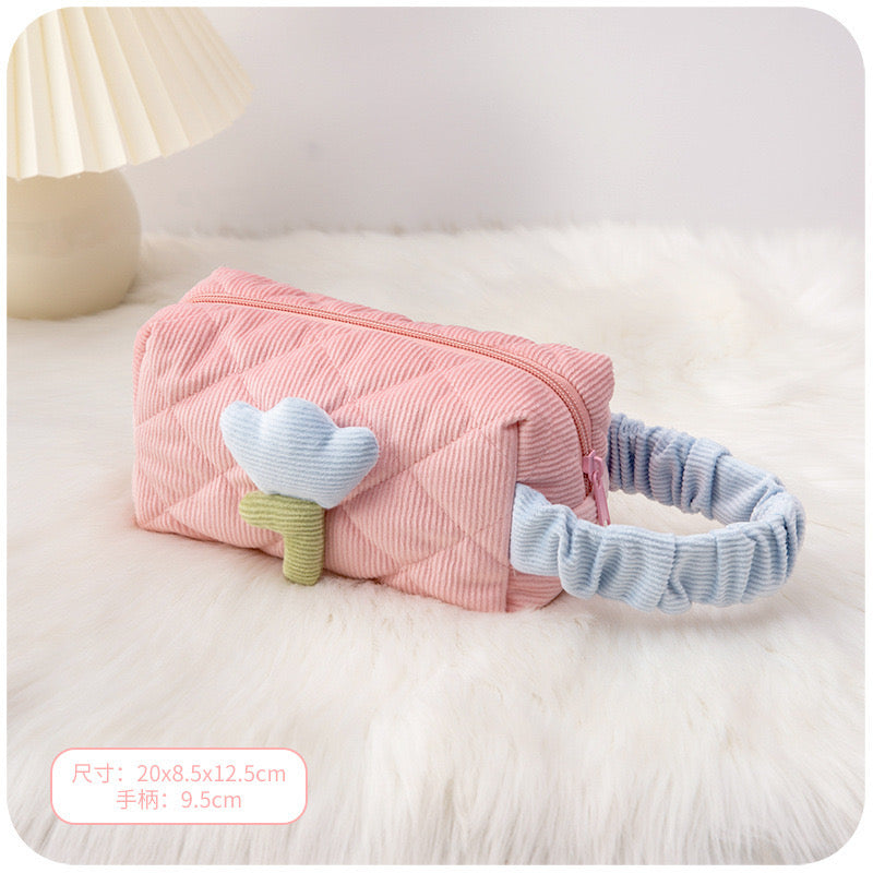 Tulip Flower Cosmetic Bag Large Capacity Travel Makeup Pouch for Women
