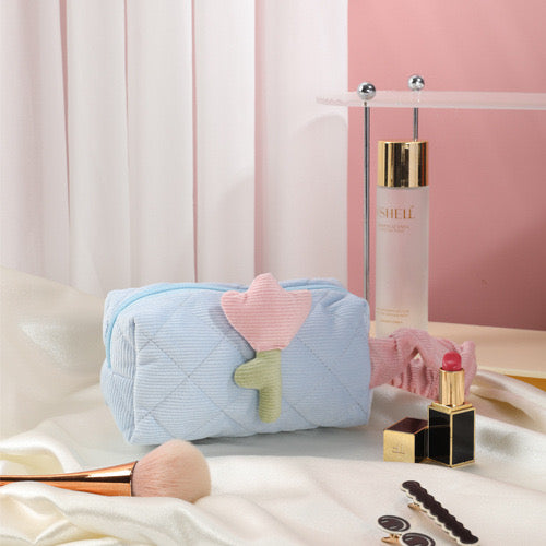 Tulip Flower Cosmetic Bag Large Capacity Travel Makeup Pouch for Women