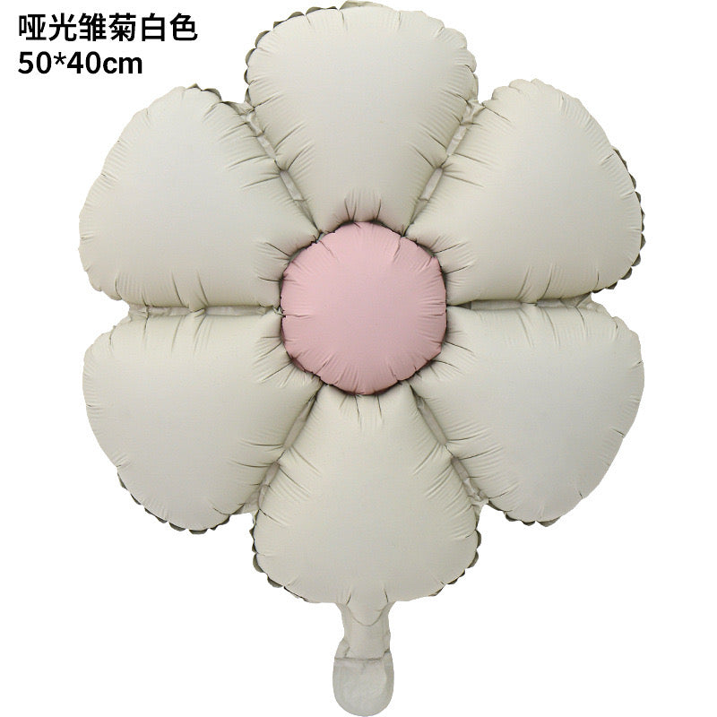 Retro Daisy Foil Balloons Matte Six-Petal Flower Balloons for Groovy Party & Birthday Decorations