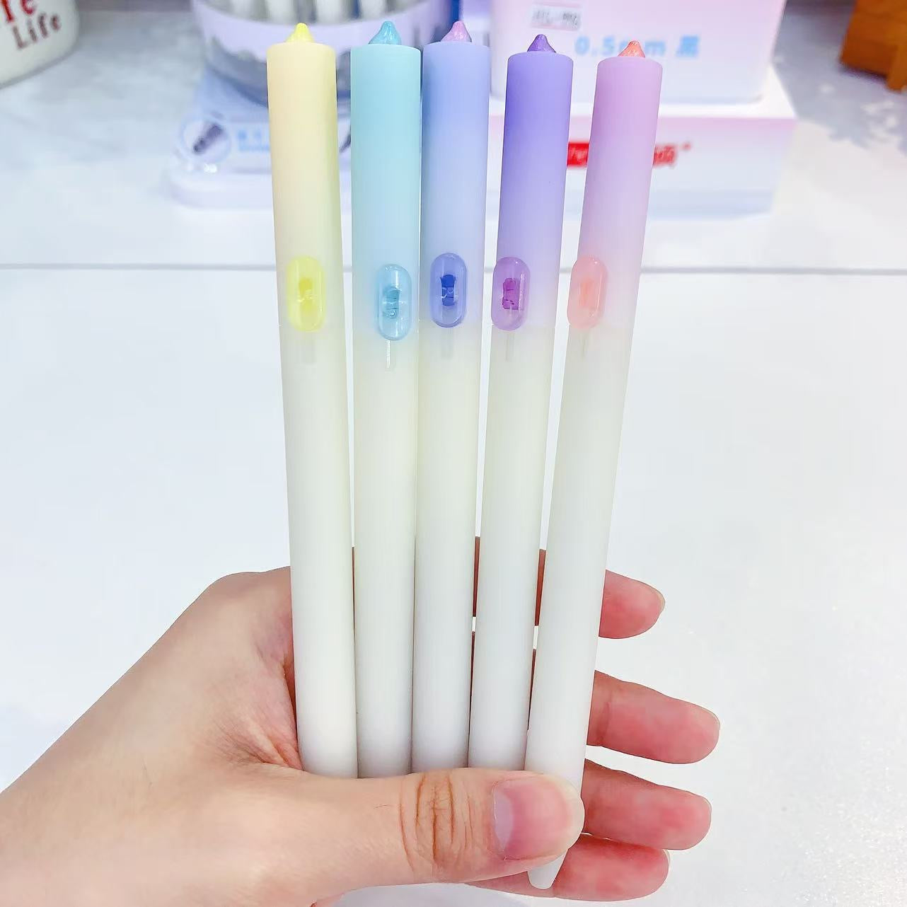 Kawaii Ice Cream Gel Pens Pastel Gradient 0.5mm Smooth Ink Cute Aesthetic Stationery
