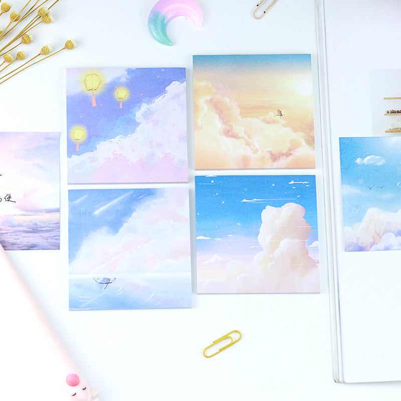 Aesthetic Pastel Rainbow Sticky Note Pad 8x8cm Oil Painting Style Memo Notes