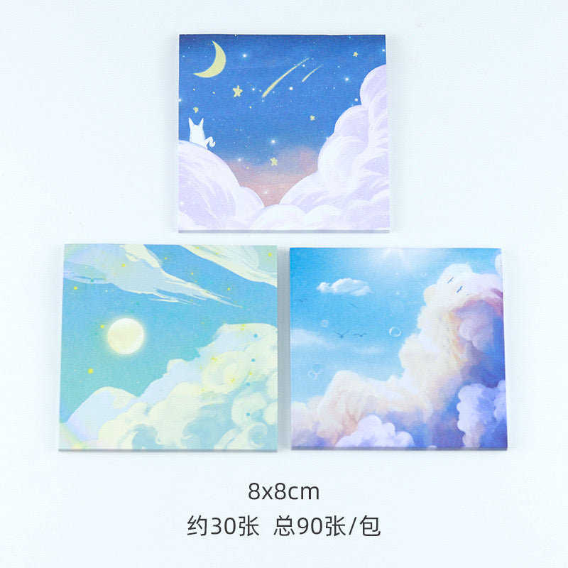 Aesthetic Pastel Rainbow Sticky Note Pad 8x8cm Oil Painting Style Memo Notes