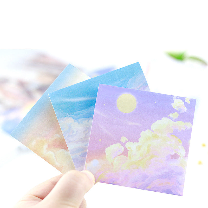 Aesthetic Pastel Rainbow Sticky Note Pad 8x8cm Oil Painting Style Memo Notes