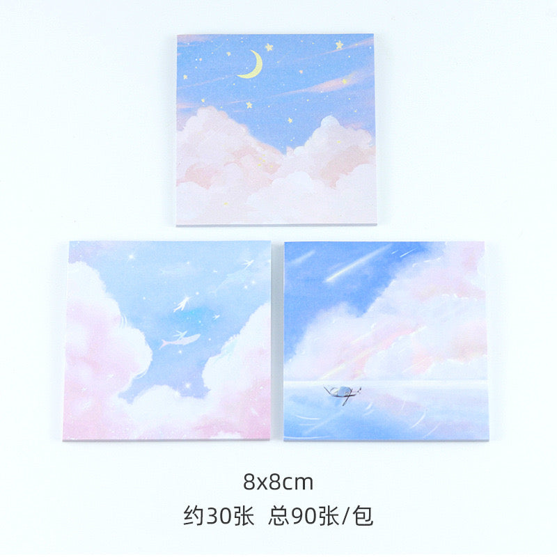 Aesthetic Pastel Rainbow Sticky Note Pad 8x8cm Oil Painting Style Memo Notes
