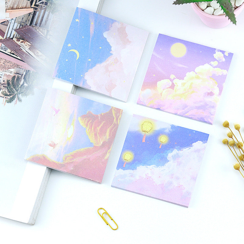 Aesthetic Pastel Rainbow Sticky Note Pad 8x8cm Oil Painting Style Memo Notes