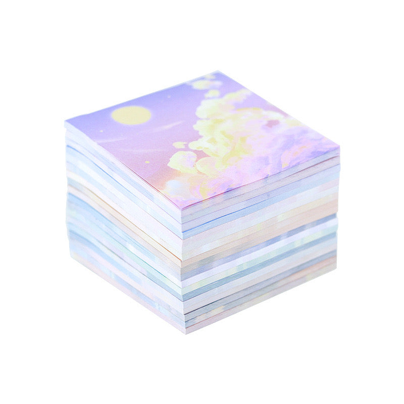 Aesthetic Pastel Rainbow Sticky Note Pad 8x8cm Oil Painting Style Memo Notes