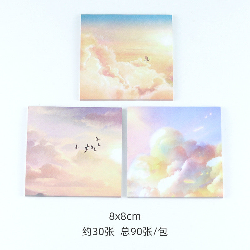 Aesthetic Pastel Rainbow Sticky Note Pad 8x8cm Oil Painting Style Memo Notes