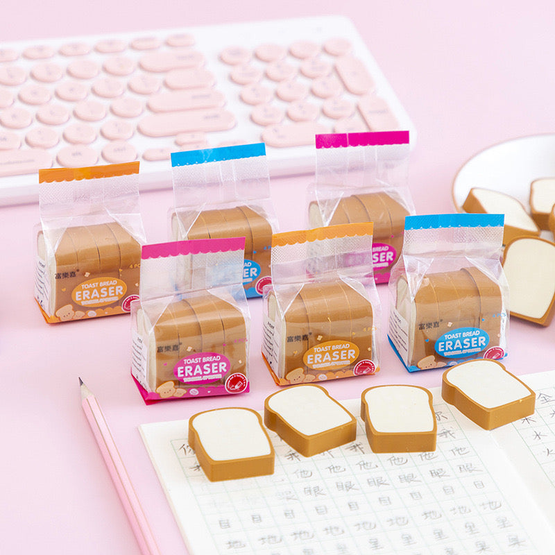 Cartoon 3D Bread-Shaped Erasers Cute School Erasers for Kids  Creative Stationery