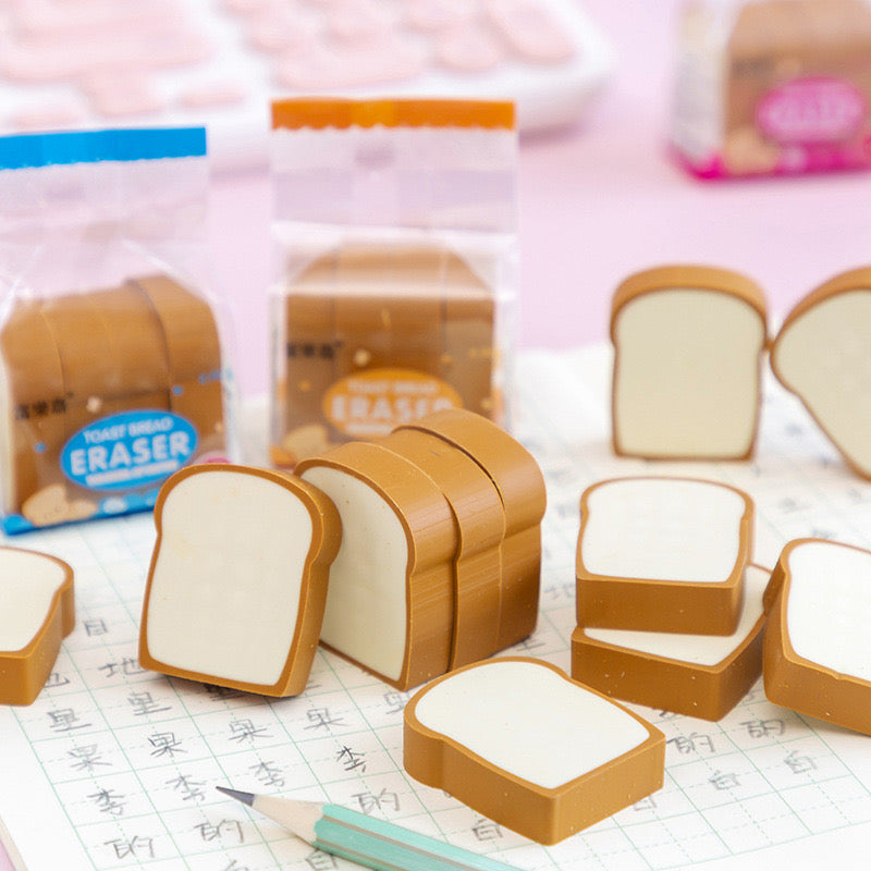 Cartoon 3D Bread-Shaped Erasers Cute School Erasers for Kids  Creative Stationery