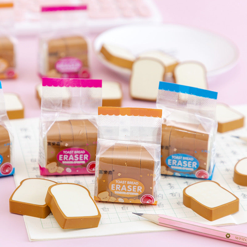 Cartoon 3D Bread-Shaped Erasers Cute School Erasers for Kids  Creative Stationery
