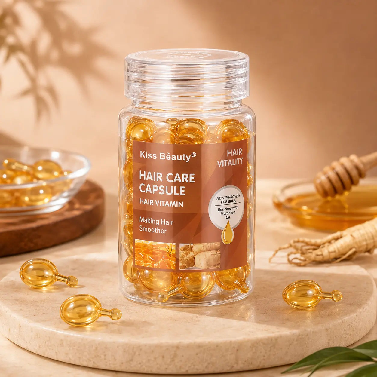 Hair Care Vitamin Capsules with Ginseng & Honey Oil