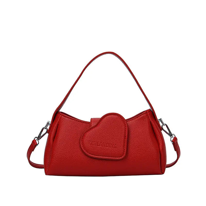 Cute Heart Patch Mini Shoulder Bag for Women Stylish Crossbody Handbag Sparkels  Sparkels