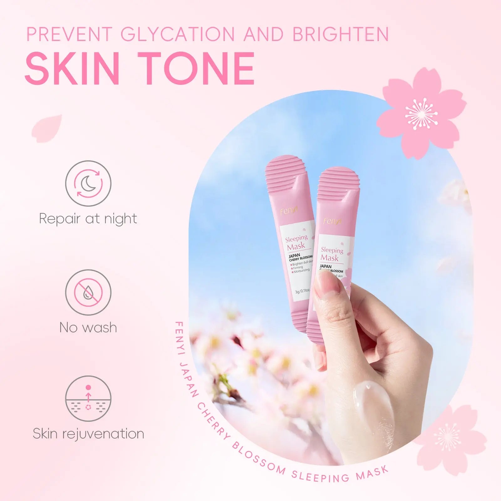 20ps Cherry Blossom Sleeping Mask Brightening, Firming & Moisturizing Night Gel (3g x 20 Sachets) Sparkels  Sparkels