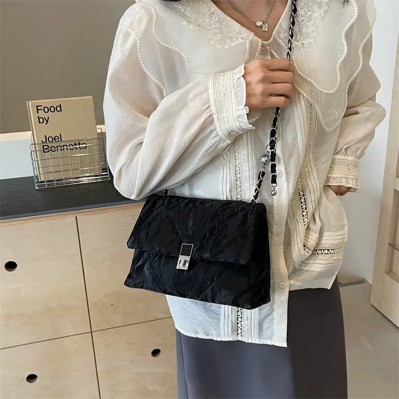 Luxury Quilted Chain Shoulder Bag for Women Elegant Lock Flap Crossbody & Evening Purse Sparkels  Sparkels