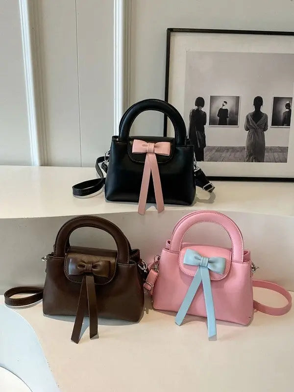 Cute Bow Top Handle Mini Handbag for Women Elegant Crossbody Shoulder Bag Sparkels  Sparkels
