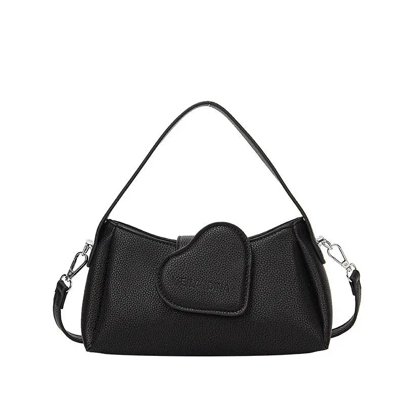 Cute Heart Patch Mini Shoulder Bag for Women Stylish Crossbody Handbag Sparkels  Sparkels