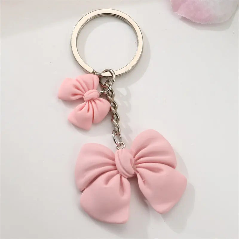 Cute Pink Bow Keychain Charm Kawaii Ribbon Bag Pendant Aesthetic Girly Key Ring Accessory Sparkels  Sparkels
