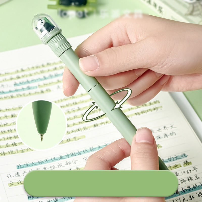 Kawaii Panda Rotating Dome Gel Pen 0.5mm Black Ink Cute Bamboo Spinner Pen
