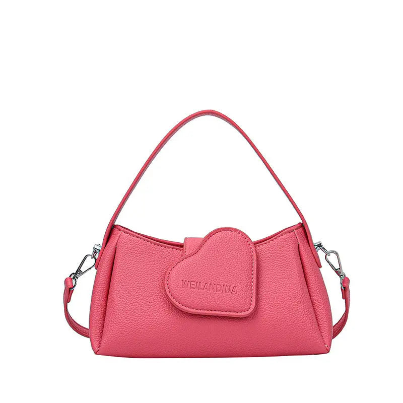 Cute Heart Patch Mini Shoulder Bag for Women Stylish Crossbody Handbag Sparkels  Sparkels
