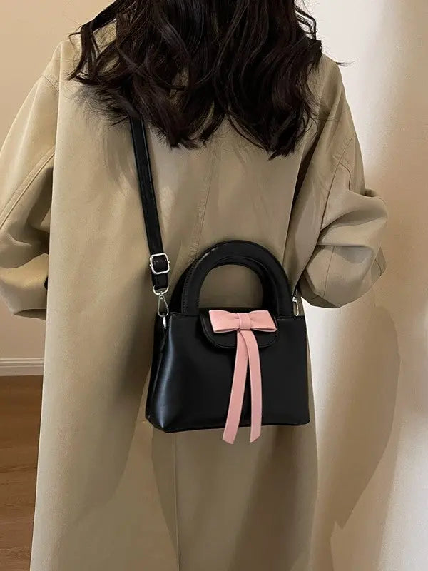 Cute Bow Top Handle Mini Handbag for Women Elegant Crossbody Shoulder Bag Sparkels  Sparkels