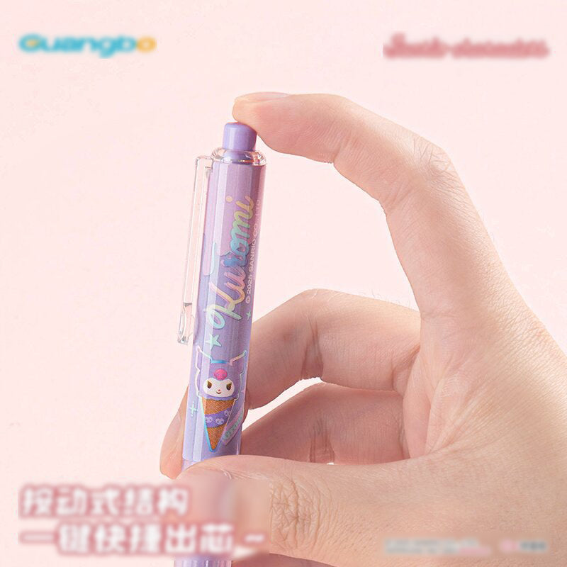 Pack Of 6 Ice-Cream Gel Pen 0.5mm Black Ink Click Pen