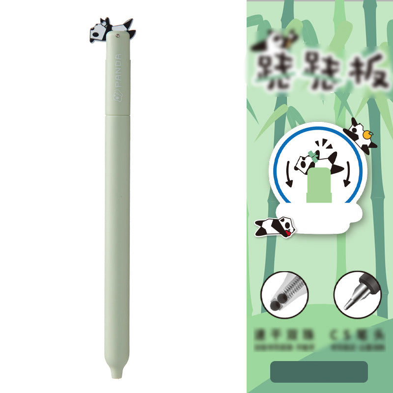 Kawaii Panda Clip Gel Pen 0.5mm Black Ink Pastel Bamboo Pen