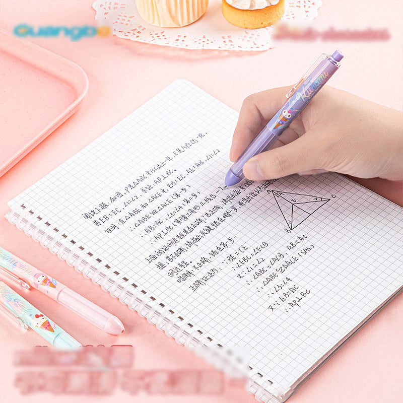 Pack Of 6 Ice-Cream Gel Pen 0.5mm Black Ink Click Pen