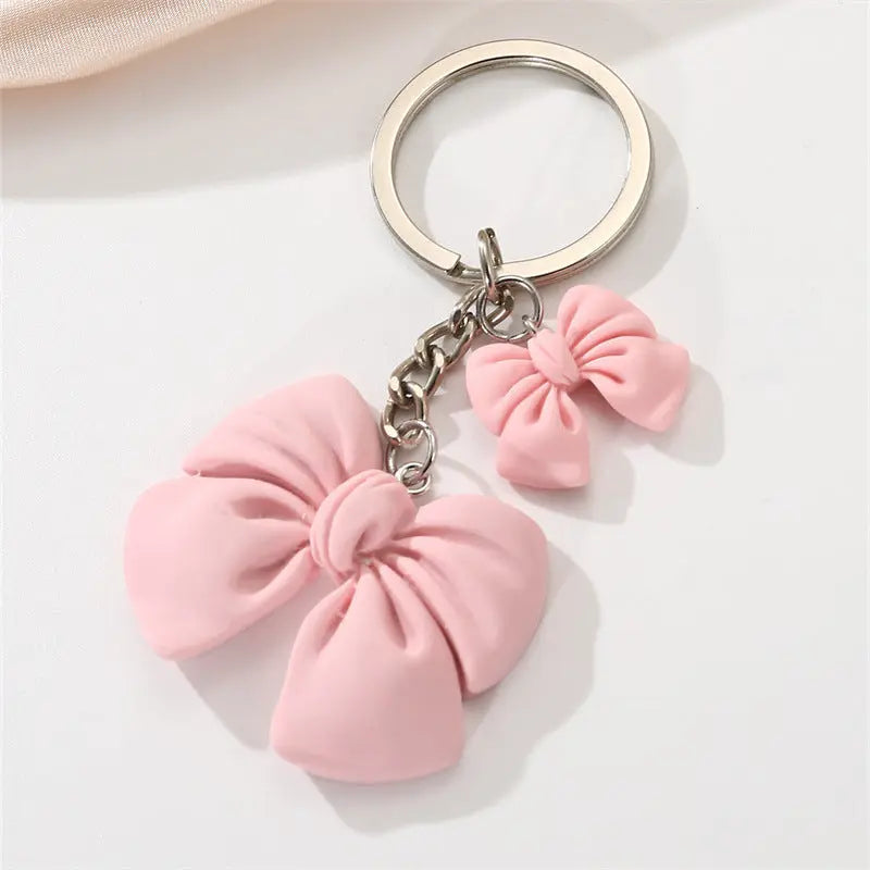 Cute Pink Bow Keychain Charm Kawaii Ribbon Bag Pendant Aesthetic Girly Key Ring Accessory Sparkels  Sparkels
