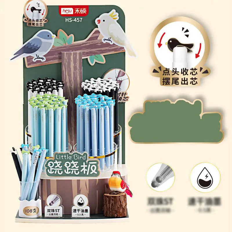 Little Bird Shake Head Gel Pen 0.5mm Black Ink Cute Press Pen Sparkels  Sparkels