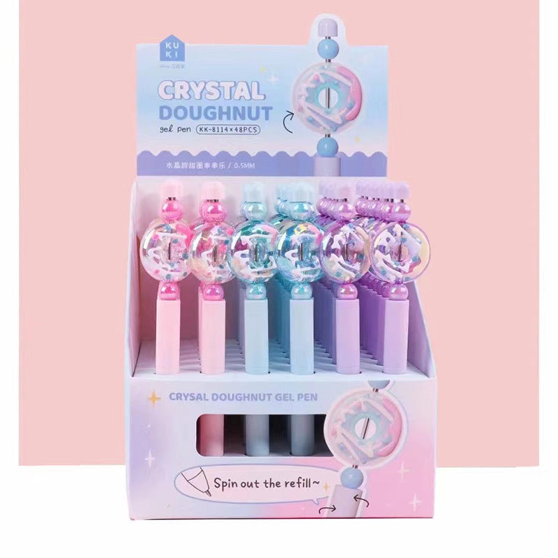Kawaii Donut Spinner Gel Pen 0.5mm Black Ink Cute Pastel Fidget Pen