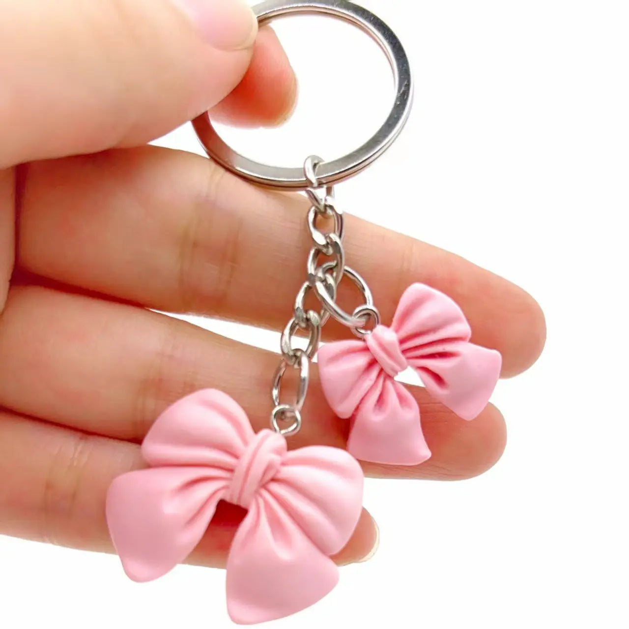 Cute Pink Bow Keychain Charm Kawaii Ribbon Bag Pendant Aesthetic Girly Key Ring Accessory Sparkels  Sparkels