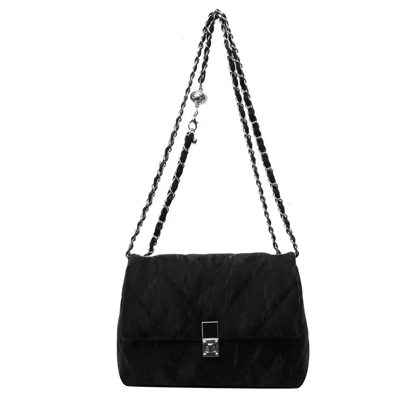 Luxury Quilted Chain Shoulder Bag for Women Elegant Lock Flap Crossbody & Evening Purse Sparkels  Sparkels