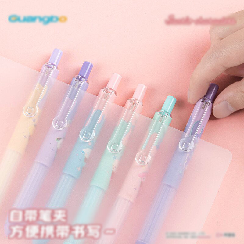 Pack Of 6 Ice-Cream Gel Pen 0.5mm Black Ink Click Pen