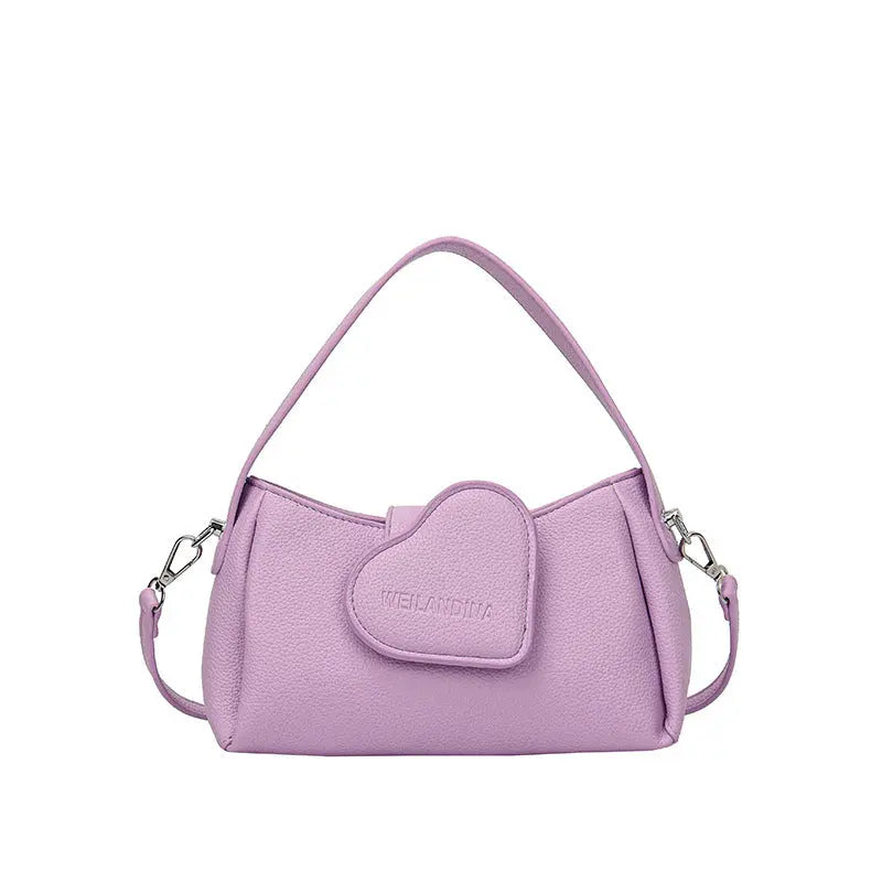 Cute Heart Patch Mini Shoulder Bag for Women Stylish Crossbody Handbag Sparkels  Sparkels