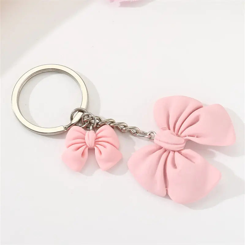 Cute Pink Bow Keychain Charm Kawaii Ribbon Bag Pendant Aesthetic Girly Key Ring Accessory Sparkels  Sparkels